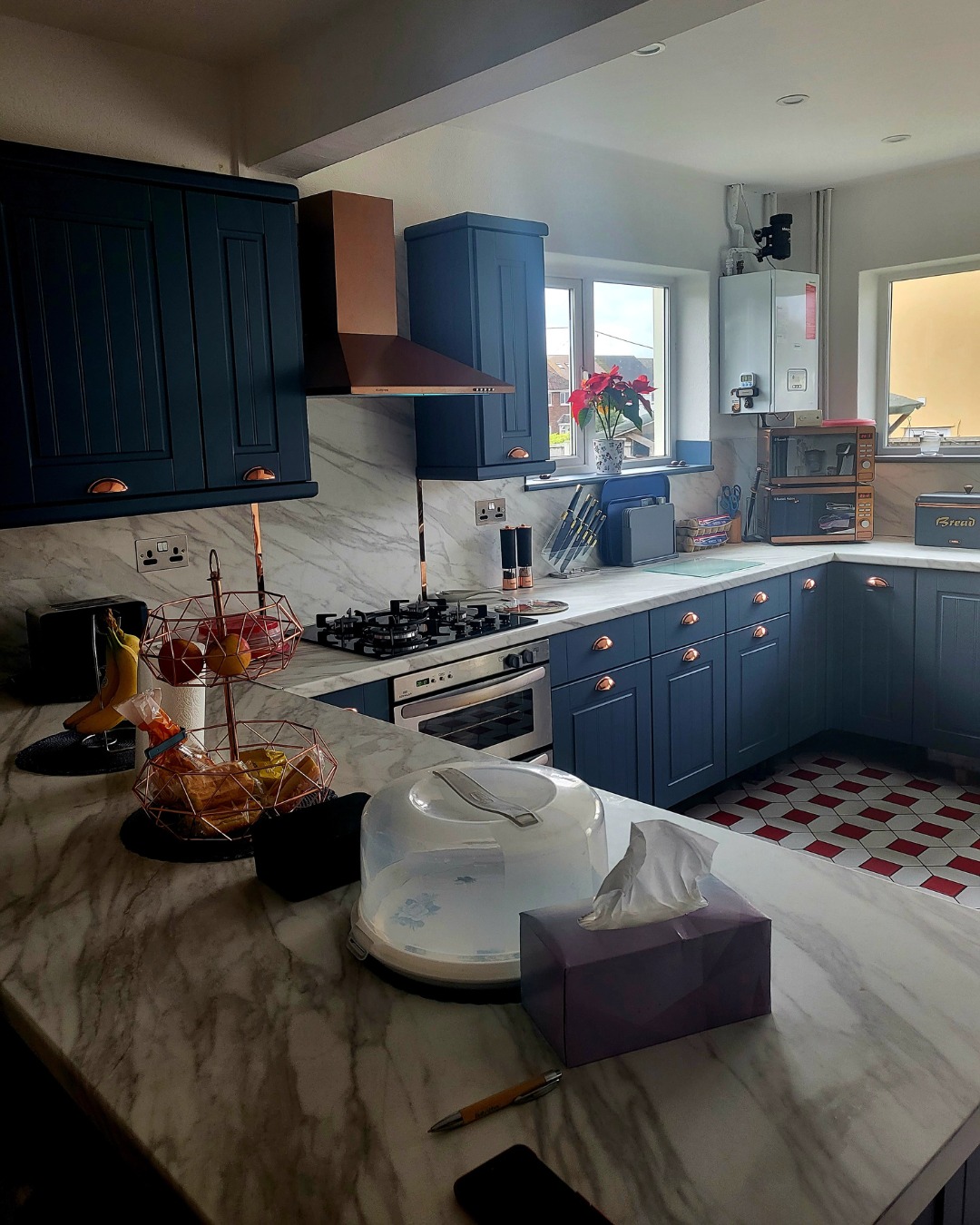 Real Customer Kitchen with Super Matt Indigo Blue Newport Doors